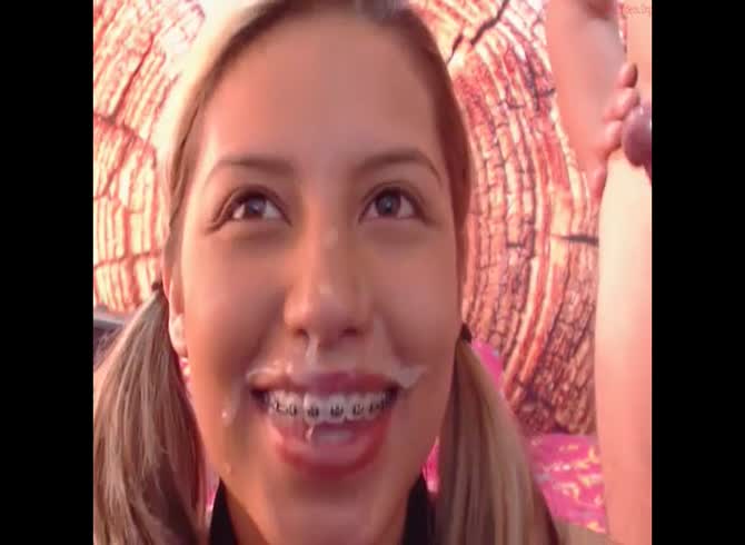 Video :Naughty cute bitch getting her mouth full of cum